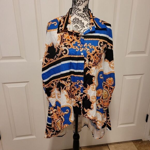 Women's Floral Button Down Shirt Dresses Casual Oversized Long Sleeve Button up - Picture 3 of 7